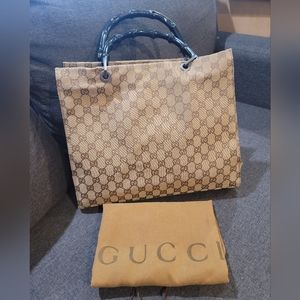 Gucci Monogram Bamboo Top Handle Preloved in good condition